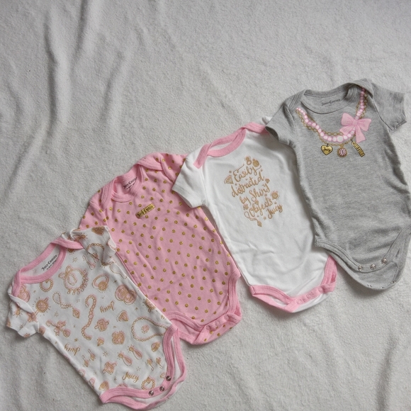 Juicy Couture Other - Juicy Couture Baby Girl Shortsleeve Onsie 4pc Bundle size 3-6M